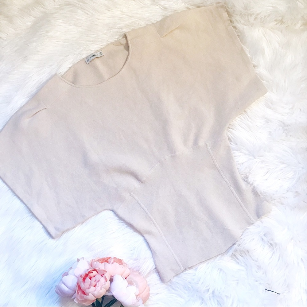 NWOT Zara Beige Corset Style Kimono Sleeve Sweater - Picture 8 of 8